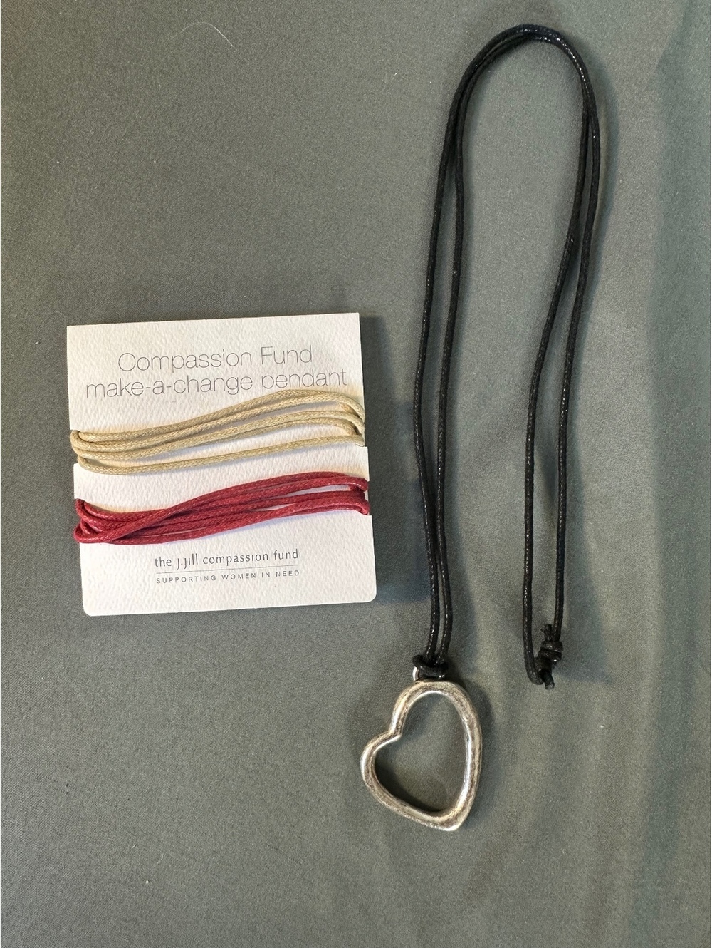 J. Jill Compassion Fund Silver Heart Necklace Make A Change Pendant